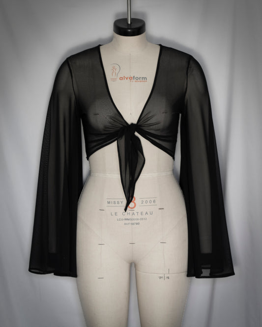 Stevie Mesh Tie-front Top